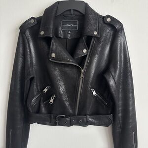 BNCI Women's Black Biker Jacket Medium Size